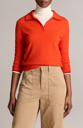 Vince Double Trim Merino Wool & Cashmere Polo Sweater in Crimson/dk Crimson at Nordstrom, Size Xx-Small
