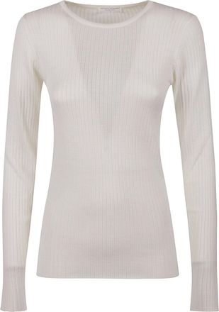 Majestic Filatures Ribbed Knit Long-Sleeved Top with Round Neckline