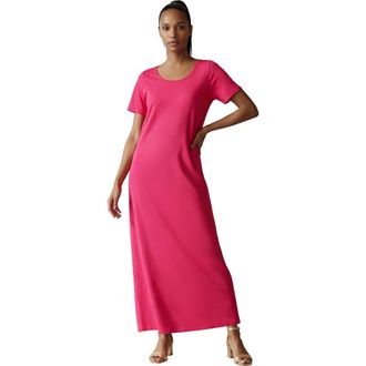 Jessica London Stretch Cotton T-Shirt Maxi Dress in Pink Burst at Nordstrom, Size 18P
