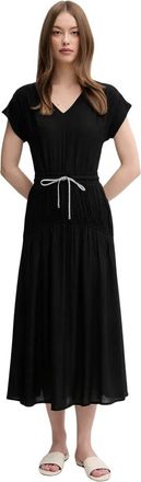 La Petite Francaise Kleedjes, Dames, Zwart, L, Rayon, Rayan Midi Jurk