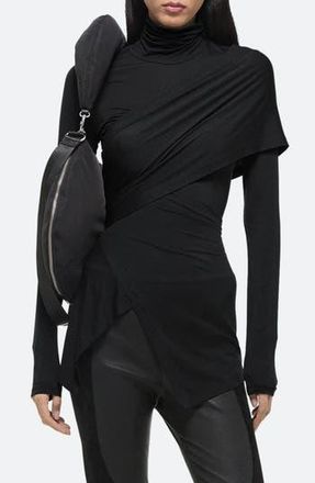 Helmut Lang Protection Draped Asymmetric Turtleneck Top in Black - 001 at Nordstrom Rack, Size Xx-Small
