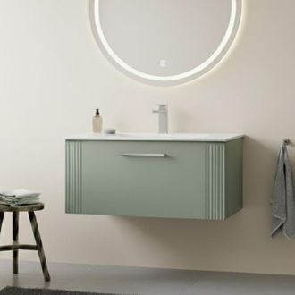 Nuie Nuie - Deco Wall Hung 1-Drawer Vanity Unit with Basin-2 800mm Wide - Satin Green