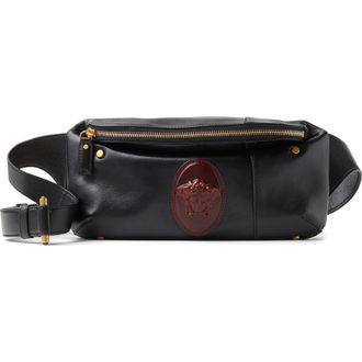 Versace Small La Medusa Leather Belt Bag in Black Rosewood-Gold at Nordstrom