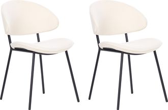 Beliani Beliani - Conjunto De 2 Sillas De Comedor Modernas Asiento Tapizado En Tela Respaldo Curvo Sin Reposabrazos Patas Negras Crema Kiana