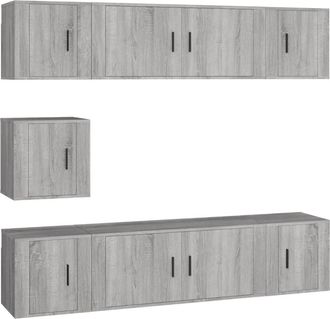 vidaXL Vidaxl - Set De Muebles Para Tv 7 Pzas Madera Contrachapada Gris Sonoma