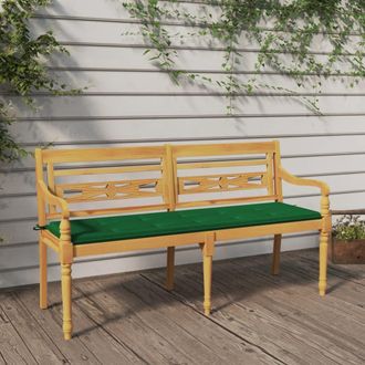 vidaXL Vidaxl - Banco Batavia Con Coj&iacute;n Verde Madera Maciza De Teca 150 Cm