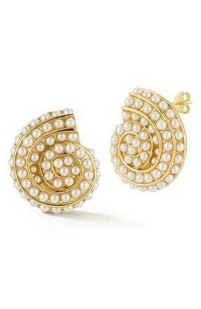 Glaze Jewelry Faux Pearl Shell Stud Earrings in Gold at Nordstrom Rack