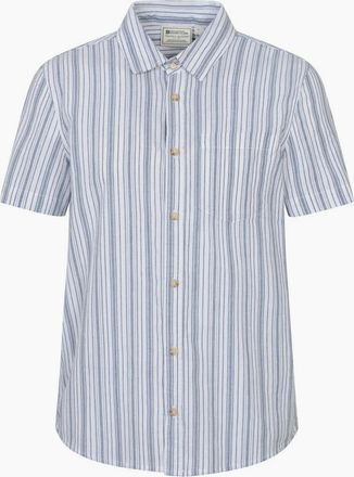 Mountain Warehouse Mens Mountain Warehouse Mens Derby Stripe Cotton Short-Sleeved Shirt - Blue - Size: Regular/36