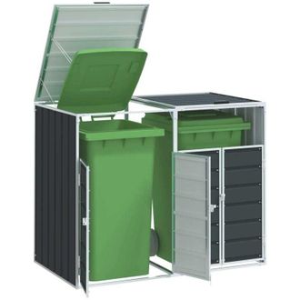 vidaXL Cobertizo Contenedor Doble Basura Acero Antracita 144x81x113 Cm Vidaxl