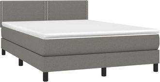 vidaXL Cama Box Spring Con Colch&oacute;n Tela Gris Oscuro 140x200 Cm Vidaxl