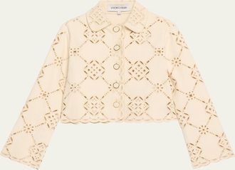 Veronica Beard Adelaide Scalloped Eyelet-Embroidered Jacket