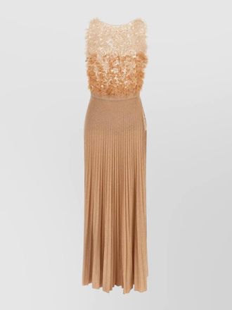 Elisabetta Franchi embellished sleeveless pleated maxi dress