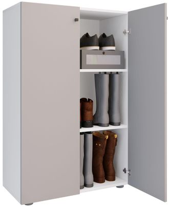 ebuy24 Ebuy24 - Vcm Xl Wood Gran Gabinete De Zapatos Estante De Zapatos Botas Grandes Muebles De Piso Lona 3 Compartimentos (blanco / Gris)