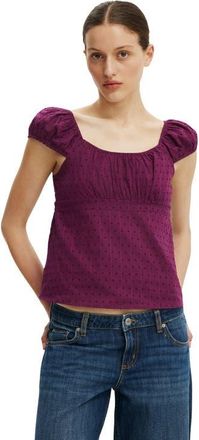 Cotton On Womens Tie Back Babydoll Top in Blackberry Belle Texture at Nordstrom, Size 10