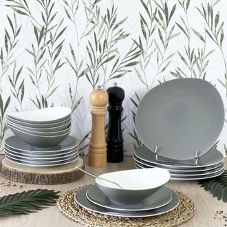 Medard De Noblat 6 platos hondos porcelana gris