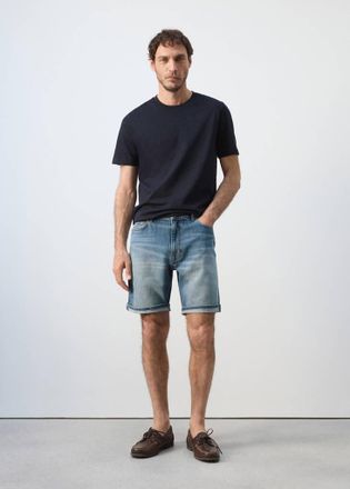 Mango Bermuda denim slim fit blu medio - Uomo - 44 - MANGO MAN