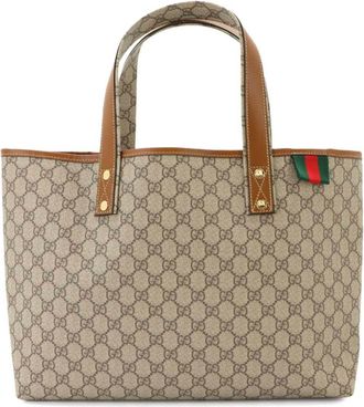 Gucci Beige Brown Gg Supreme Leather Handbag Tote Bag (Pre-Owned)