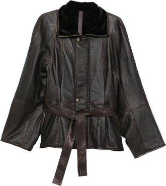 Petar Petrov Belted Shearling-collar Jacket