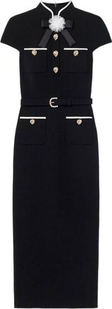 Self Portrait Wool Crepe Midi Dress
