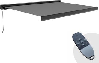 Oviala Tienda de bandera el&eacute;ctrica de caf&eacute; integral 395x3m de aluminio gris