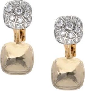 POMELLATO Naakte Oorbellen in Ros&eacute;goud en Witgoud met Witte Topaas en Diamant Pav&eacute; - Dames - Oorbellen - Geel - ONE Size - Accessoires