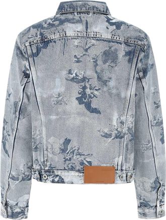 Off-white Womens Printed Denim Jacket Lightblue Exterior: Cotton Giubbini