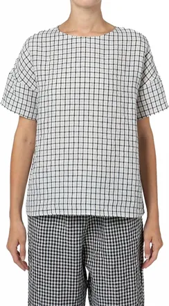 Apuntob Plaid Short Sleeve Top In Black