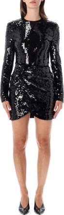 Rotate Sequins Ls Sequin-Embellished Mini Dress