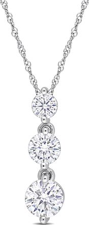 Mimi & Max 1 2/5ct DEW Created Moissanite Graduated 3-Stone Pendant with Chain in Sterling Silver