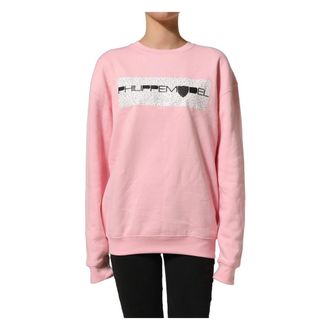 Philippe Model Katoenen Pullover Sweater met Logo en Lange Mouwen - Dames - Sweatshirts - Roze - L - Katoen - Hoodies & sweatvesten