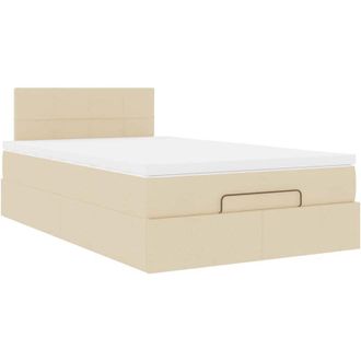 vidaXL Estructura De Cama Otomana Colch&oacute;n Tela Crema 120x190 Cm Vidaxl