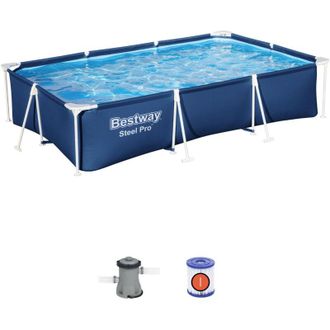 Bestway Piscina Desmontable Rectangular Bestway Steel Pro 300x201x66 Cm Con Revestimiento De Duraplus Y Depuradora De Cartucho De 1.249 L/h