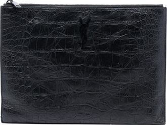 Saint Laurent Pre-owned Saint Laurent Croc Embossed Leather Monogram Document Holder TGR453249A.1117