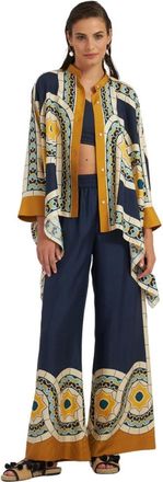 La DoubleJ Palazzo Broek - Dames - Wijde Broeken - Blauw - M - Broeken