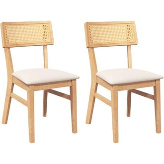vidaXL Vidaxl - Sillas De Comedor Con Cojines 2 Uds Madera Maciza Caucho