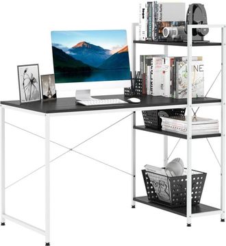 HOMCOM Homcom - Computer Desk Laptop Table w/4-tier Bookshelf Metal Frame Black
