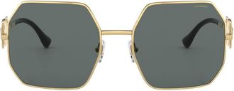 Versace Medusa-plaque geometric-frame sunglasses - unisex - Metal - 58 - Gold