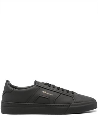 Santoni Double Buckle leather sneakers - Black