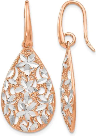 Diamond2Deal Sterling Silver Rose Gold-toned Textured Drop Dangle Earrings