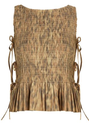 Ganni Leopard-print Stretch-cotton Poplin top - Light Brown - 38 (UK10 / S)