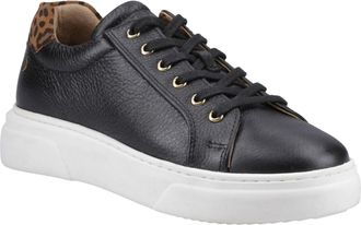 Hush Puppies Kathryn Leren Dames Zwarte Sneakers