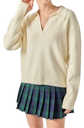 English Factory Oversize Johnny Collar Sweater in Cream at Nordstrom, Size X-Small