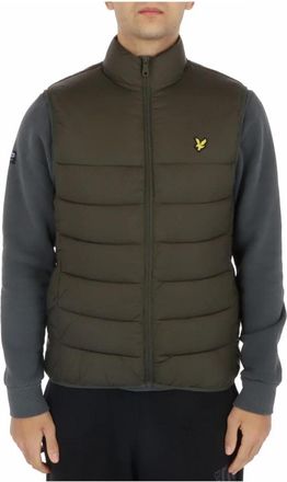Lyle & Scott Groen Print Mouwloos Rits Gilet - Heren - Bodywarmers - Groen - S - Polyester - Jassen