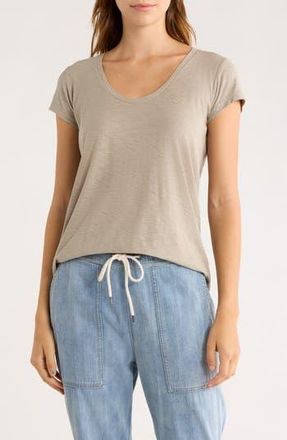 James Perse Deep V-Neck T-Shirt in Light Tan at Nordstrom Rack, Size 3 (Fits Like 8-10 Us)