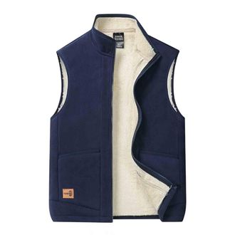 Generic Gilet for Men - Fleece Lined Quilted Gilets, Body Warmer Outerwear, Fuzzy Fluffy Winter Thermal Jacket, Sleeveless Lightweight Vest, Soft Cozy Stand C
