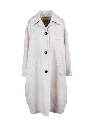 Herno Mid-Length Virgin Wool Coat With Elegant Button Closure