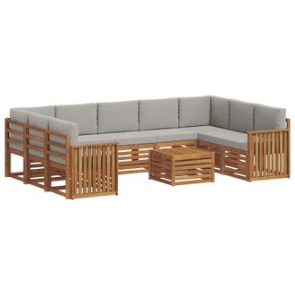vidaXL Conjunto De Sof&aacute;s De Exterior 10 Uds. Natural Y Gris Claro Vidaxl