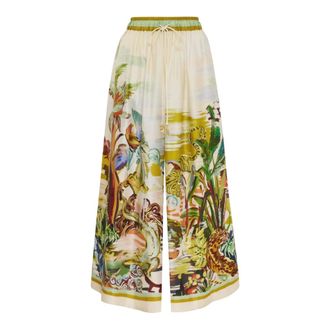 Alemais Wide Trousers, female, Multicolor, Size: 2XS Jungle Boogie Silk Trousers