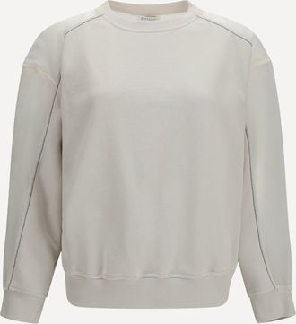 Brunello Cucinelli Crewneck Sweatshirt with organza sleeves Female XS