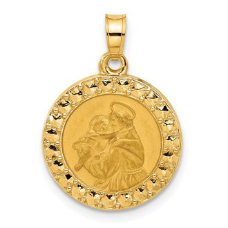 Diamond2Deal 14k Yellow Gold Polished Hollow St Anthony Medal